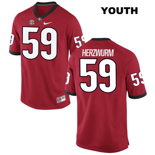 Georgia Bulldogs Youth Matthew Herzwurm #59 NCAA Authentic Red Nike Stitched College Football Jersey VTN3556FG